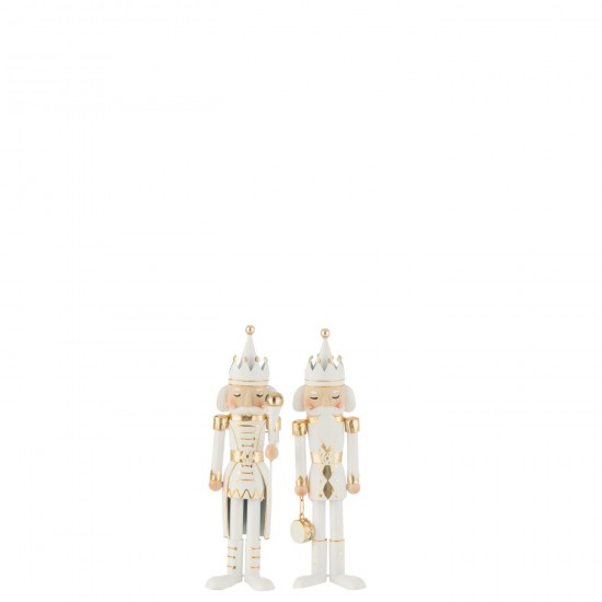 J Line Nutcracker Iron Gold White Small Assortment Of 2 People.