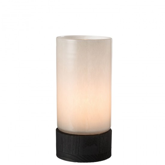 Jline Teelichthalter Vase Ray Glas Weidenholz Grau Schwarz Medium Große Vasen hohe Vasen.