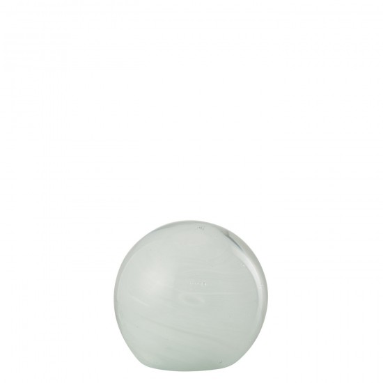 Jline Presse Papier Twister Rond Glas Wit Medium.