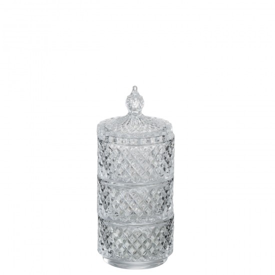 J Line Jar 3 Levels Glass Transparent jars with lid.