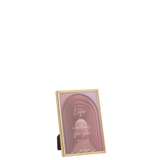 J Line Photo Frame Tracy Steel Shiny Gold Medium single photo frames.