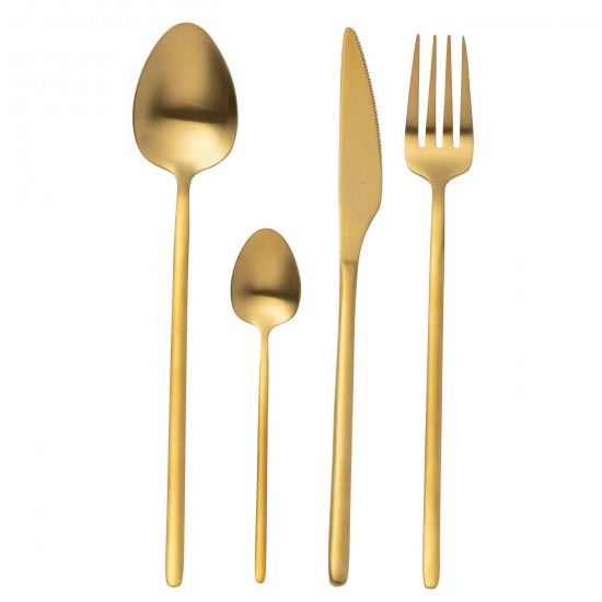 J Line Box Cutlery C 24 Pieces Stainless Steel Matt Gold cutlery.