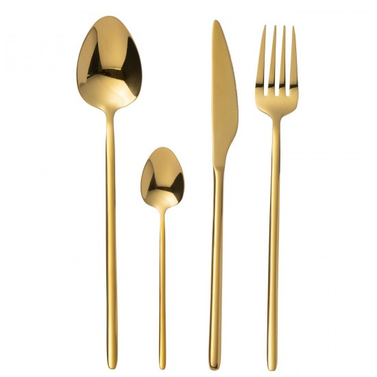 J Line Box Cutlery C 24 Pieces Stainless Steel Shiny Gold cutlery.