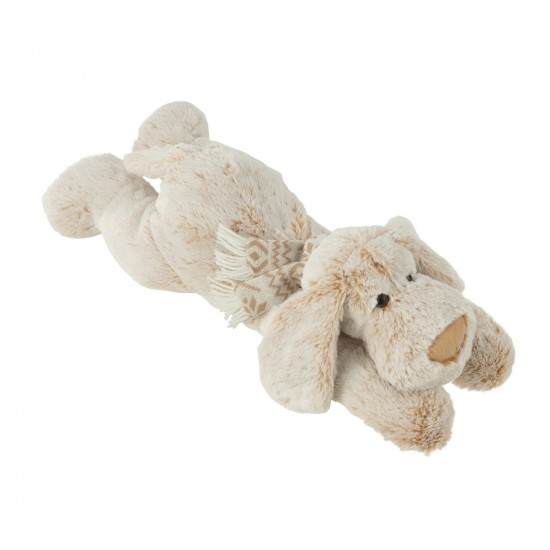 J Line Dog Lying Plush Polyester Beige Animals.