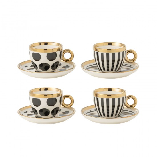 J Line Box Of 4 Cup Saucer Ceramic Mix bowls.