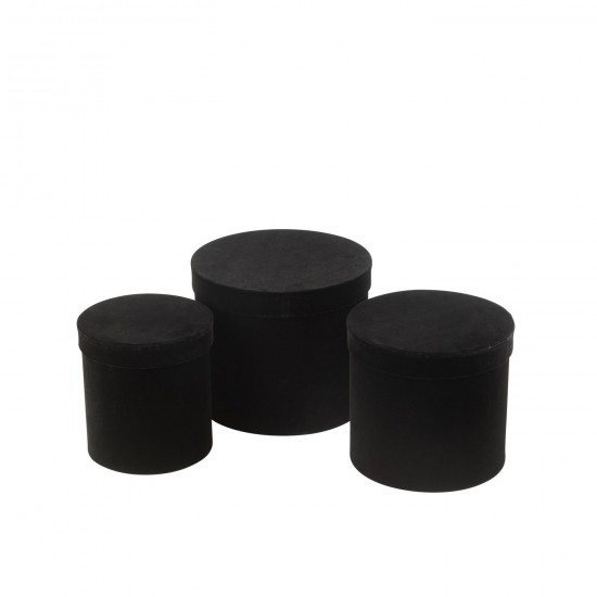 Jline Set Von 3 Dosen Rund Velours Papier Schwarz behalter aufbewahrungsdosen kisten.