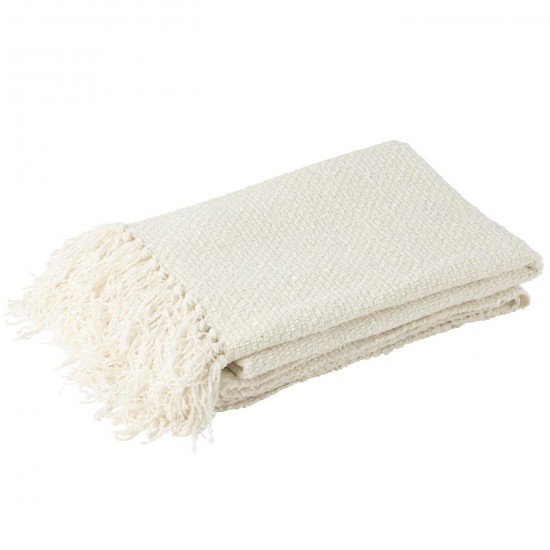 J Line Plaid Woven Fringes Viscose White throw.