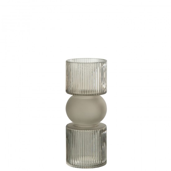 Jline Vaas Kaarshouder Snoep Glas Grijs Small.