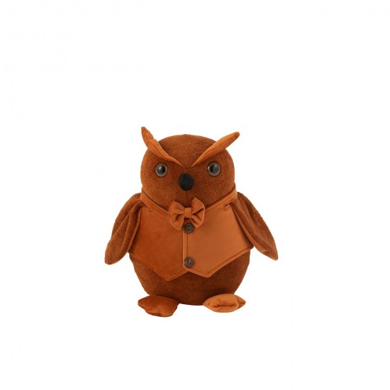 Jline Deurstop Uil Bouclé Velvet Cognac.