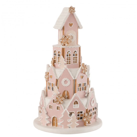 J Line Gingerbread House Pink White Large objects.