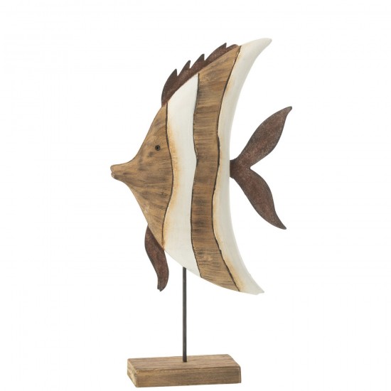J Line Fish Striped On Stand Paulownia Wood Large fishes on base.