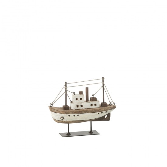 Jline Boot Op Voet Paulownia Hout Naturel Wit Small.