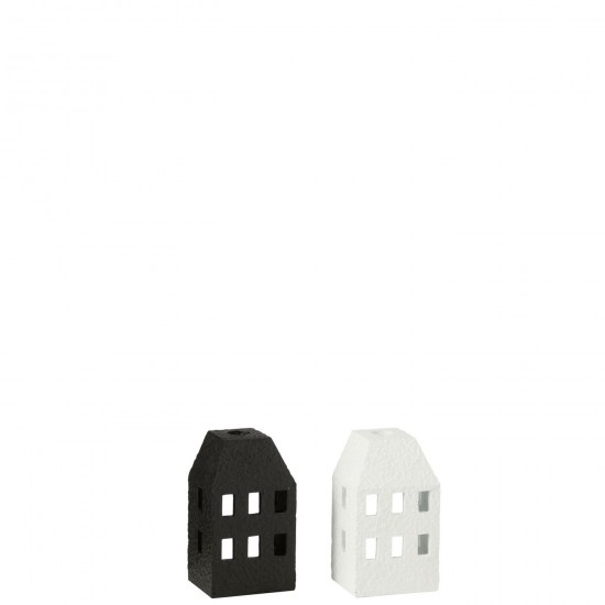 J Line Candle Holder House Cement Black White Assortment Of 2 candleholders candle holders candlesticks.