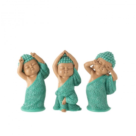 Jline Monnik Grappig Resin Azuur Assortiment Van 3.