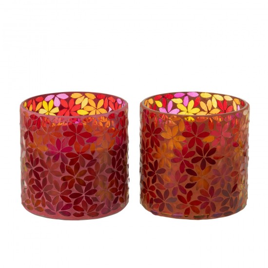 J Line Scented Candle Flower Mosaic Wax Medium Assortment Of 2 45Hours scented candles.