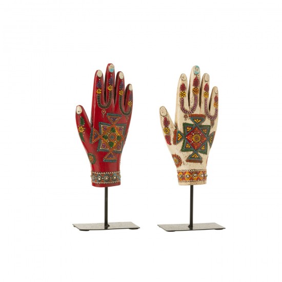 J Line Hand On Stand Delhi Mango Wood Mix Assortment Of 2 hands.
