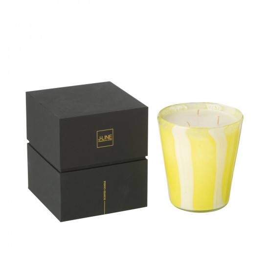 J Line Scented Candle Noa Lines Yellow Medium 68Hours scented candles.