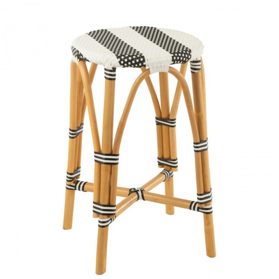 JLine J Line Barkruk Live Rattan Kunststof Naturel Zwart barstoelen.