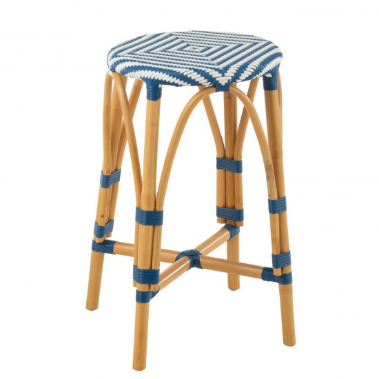 J Line Sgabello Da Bar Live Rattan Plastica Naturale Blu.