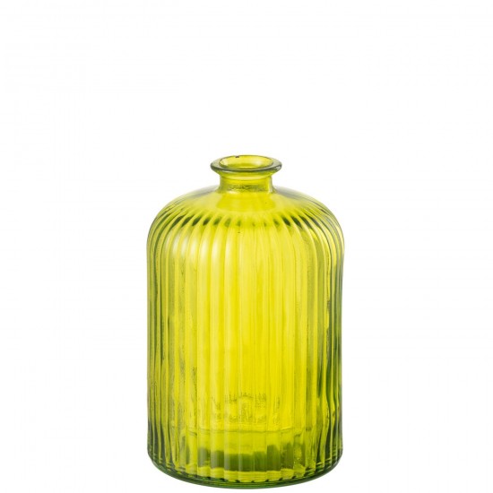 Jline Vase Bottle Stripe Glass Yellow Large.