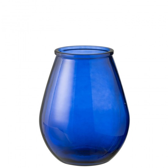 J Line Vase Egg Glass Blue Large.
