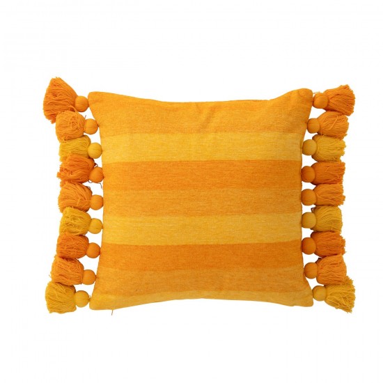 J Line Cushion Stripes Tassels Cotton Orange cushion.