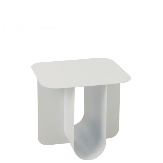 J Line Side Table Square Metal White Mesa Auxiliar Cuadrada Metal Blanca.