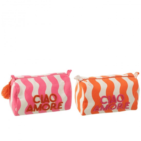 Jline Kosmetiktasche Ciao Amore Baumwolle Rosa Orange 2 Sortiert Tragetaschen.