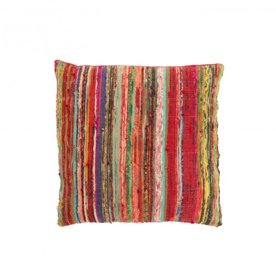 J Line Cushion Chindi Square Cotton Polyester Mix cushion.