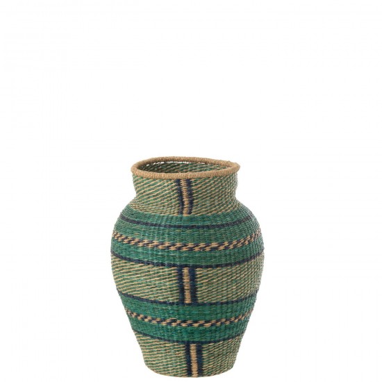 Jline Vaas Cécile Strepen Zeegras Azuur Donker Blauw.