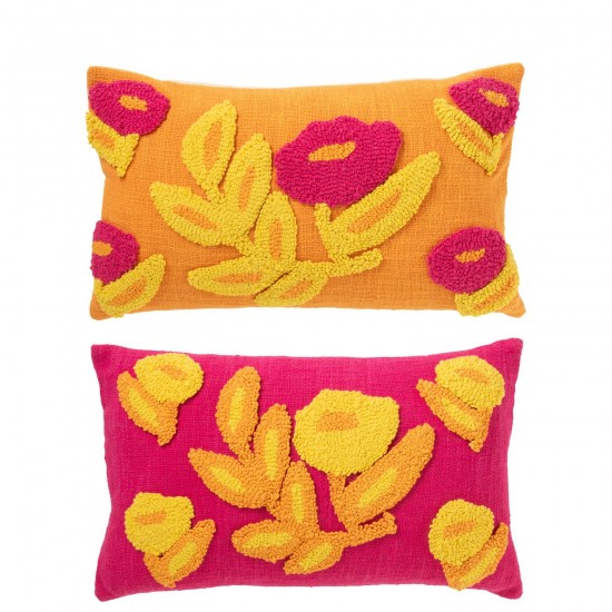J Line Cushion Rectangle Embroidery Flower Cotton Mix Assortment Of 2 cushion.
