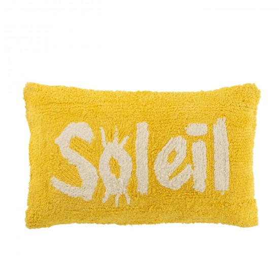 J Line Cushion Soleil Tufted Cotton Yellow White cushion.