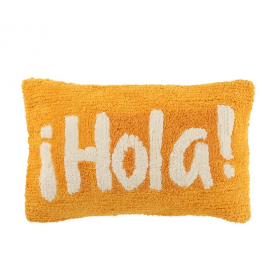 J Line Cushion Hola Tufted Cotton Orange White cushion.