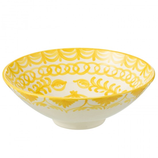 J Line Lebrillo Bowl Granada Ceramic White Yellow crockery series Dinnerware.
