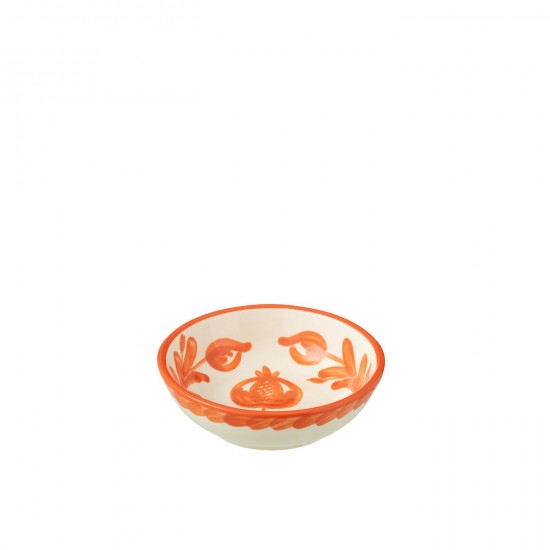 J Line Bowl Granada Low Ceramic White Orange Small bowls.
