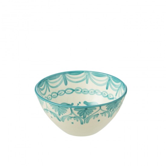 J Line Bowl Granada High Ceramic White Aqua Medium bowls.