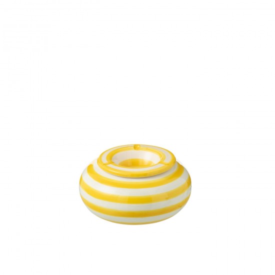 Jline Ashtray Granada Stripes Ceramic White Yellow Large Geschirrserie essgeschirr.