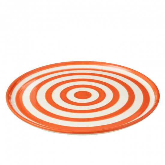 J Line Plate Granada Stripes Ceramic White Orange crockery series Dinnerware.