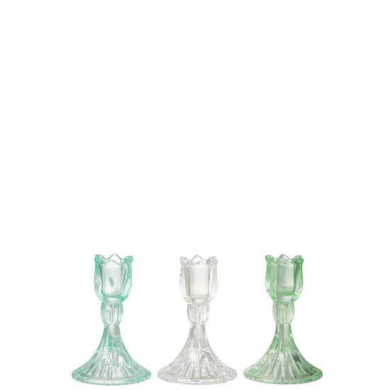 J Line Candle Holder Tulip Cold Glass Mix Assortment Of 3 candleholders candle holders candlesticks.