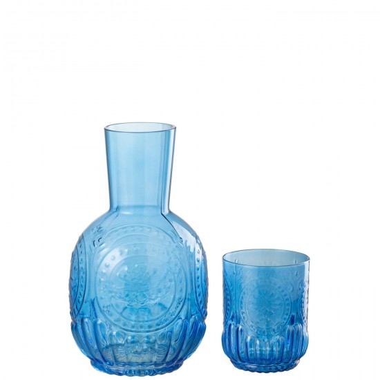 J Line Carafe Glass Maya Glass Blue decanters Jugs.