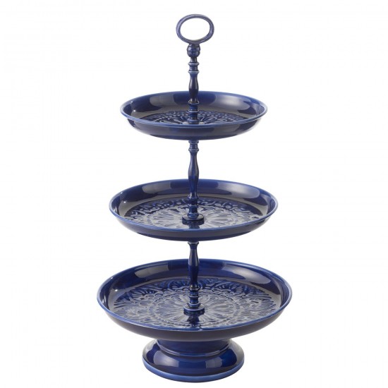 J Line Cake Tray Pag Iron Blue wooden plates.