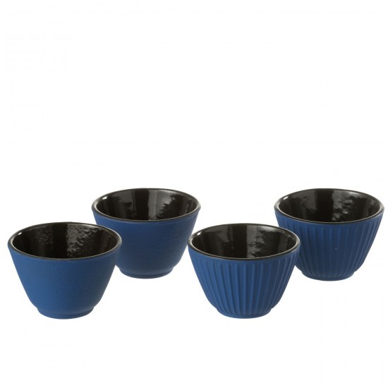 J Line Box Of 2 Tea Cup Metal Dark Blue Assortment 2 coffee cups.