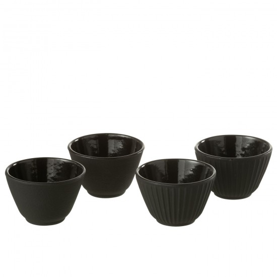 J Line Box Of 2 Tea Cup Metal Black Assortment 2 coffee cups.