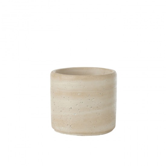 Jline Bloempot Olina Rond Cement Creme Medium.