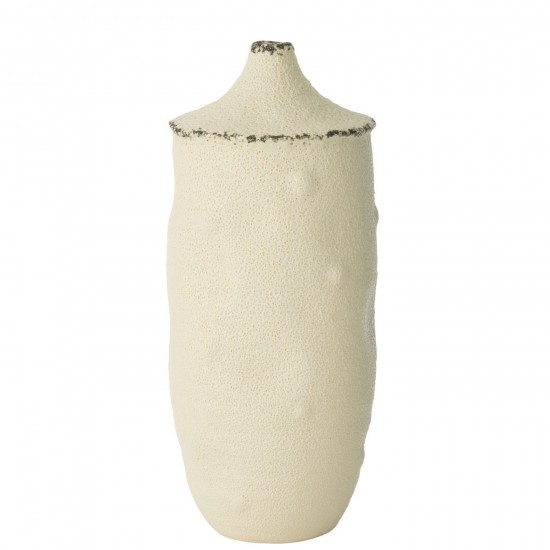 J Line Vase Bay Stoneware White Black Large.