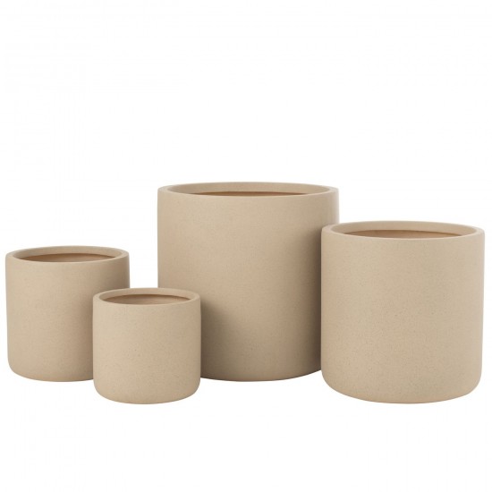 J Line Set Of 4 Flowerpots Dune Clay Ivory flowerpots.