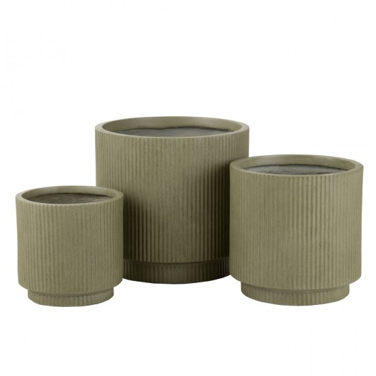 J Line Set Of 3 Flowerpots Misty Clay Green flowerpots.