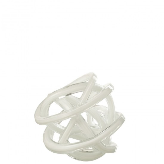 J Line Fermacarte Infinity Fiocco Vetro Bianco Trasparente Pisapapeles Nudo Infinito Cristal Blanco Transparente.