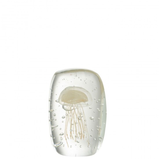 Jline Presse Papier Calypso Driehoek Glas Transparant Beige Small.