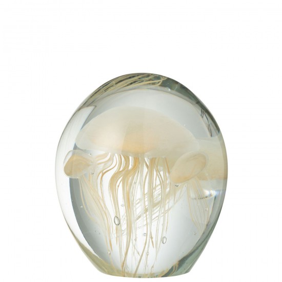 J Line Paperweight Calypso Glass Transparent Beige Large paper holders.